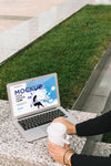 Woman Working Outdoors Laptop Mock-Up Psd