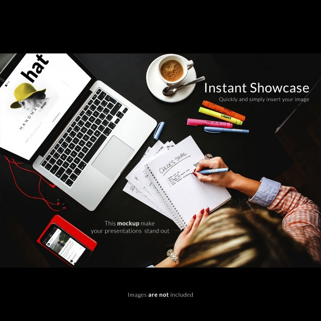 Woman Working With A Laptop Mock Up Psd