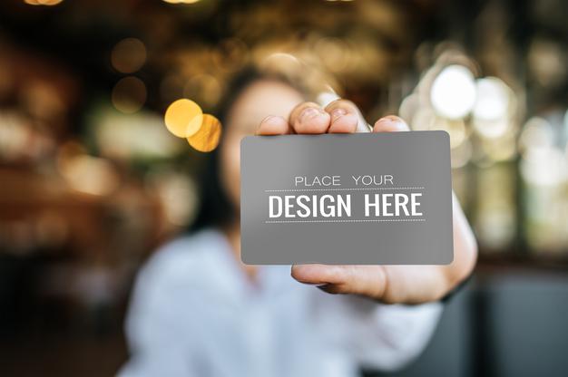 Woman'S Hand Hold Blank Credit Card Psd Mockup Psd