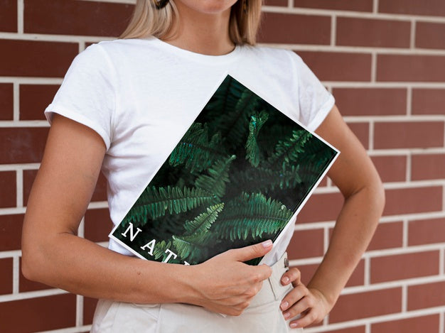 Womans Hands Holding A Nature Magazine Mock Up Psd