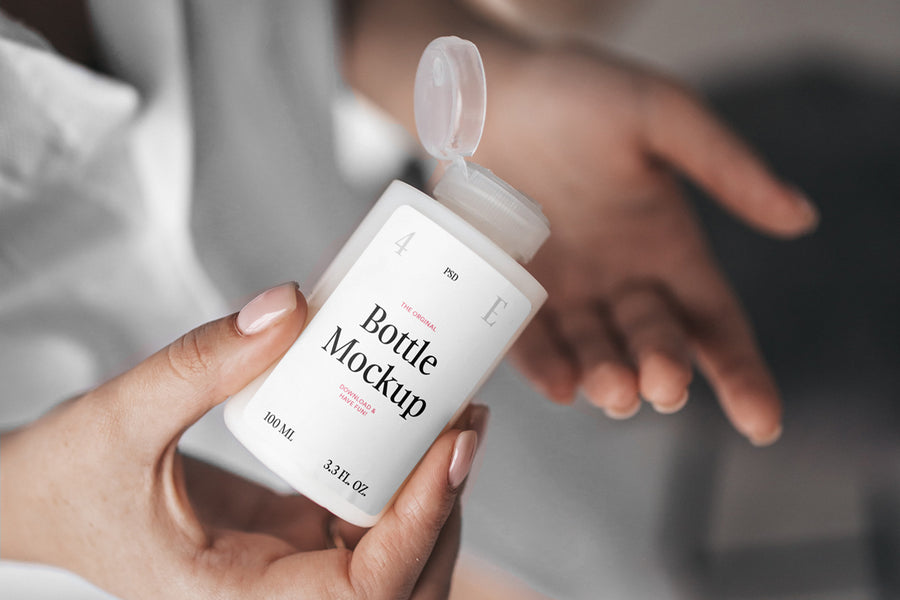 Women Holding Mini Bottle Mockup