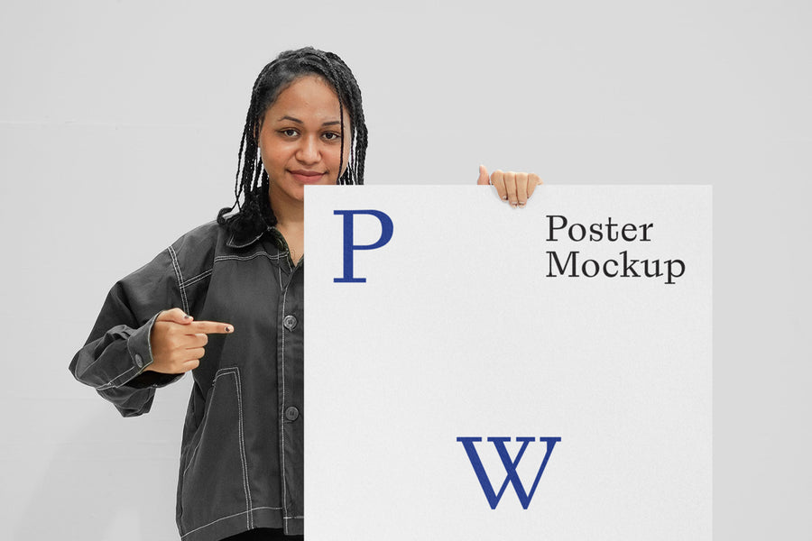 Women Holding Poster Psd Mockup