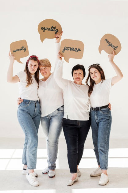 Women'S Community Holding Positive Messages Psd