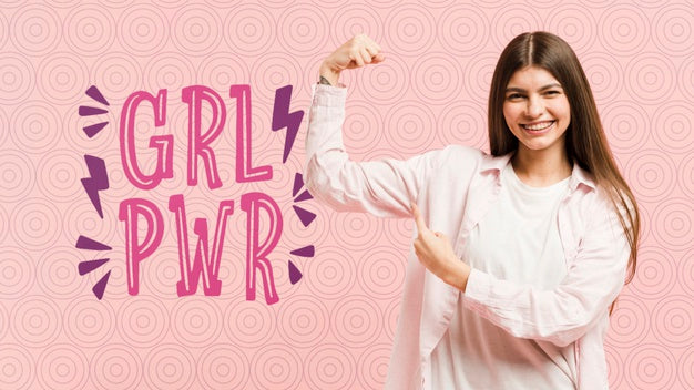 Women'S Day Concept With Smiley Girl Posing Psd