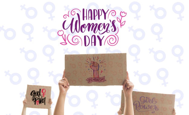 Womens Day Message On Cartoon Board Psd