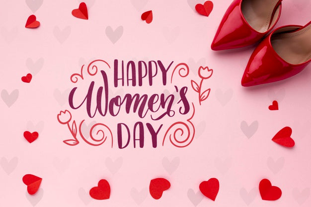 Womens Day Message With Red Shoes Beside Psd