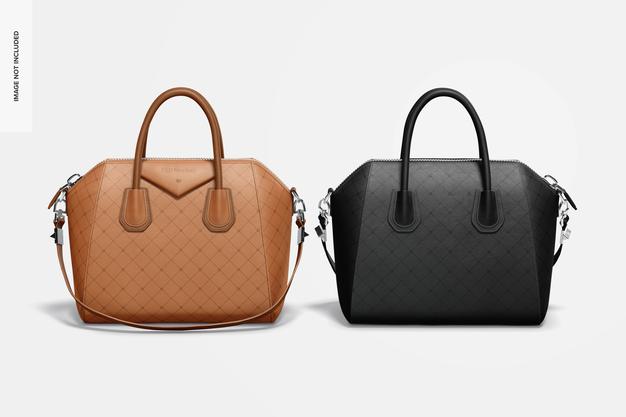 Womens Leather Bag Mockup Front Back Psd