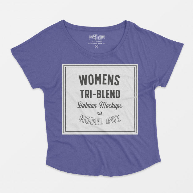 Womens Tri-Blend Dolman Mockup 02 Psd
