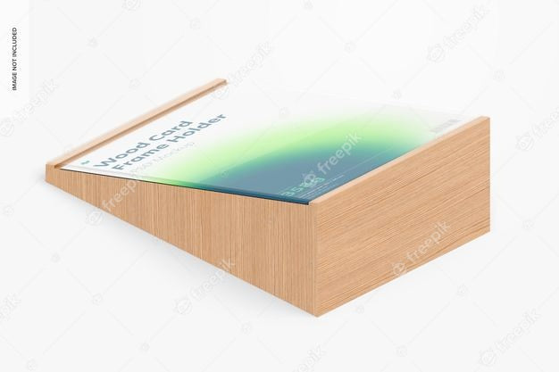 Wood Card Frame Holder Mockup, Isometric View Psd