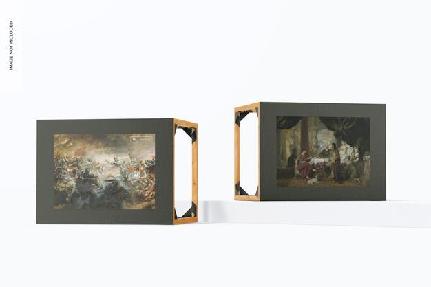 Wood Exhibition Boxes Mockup, Front View Psd