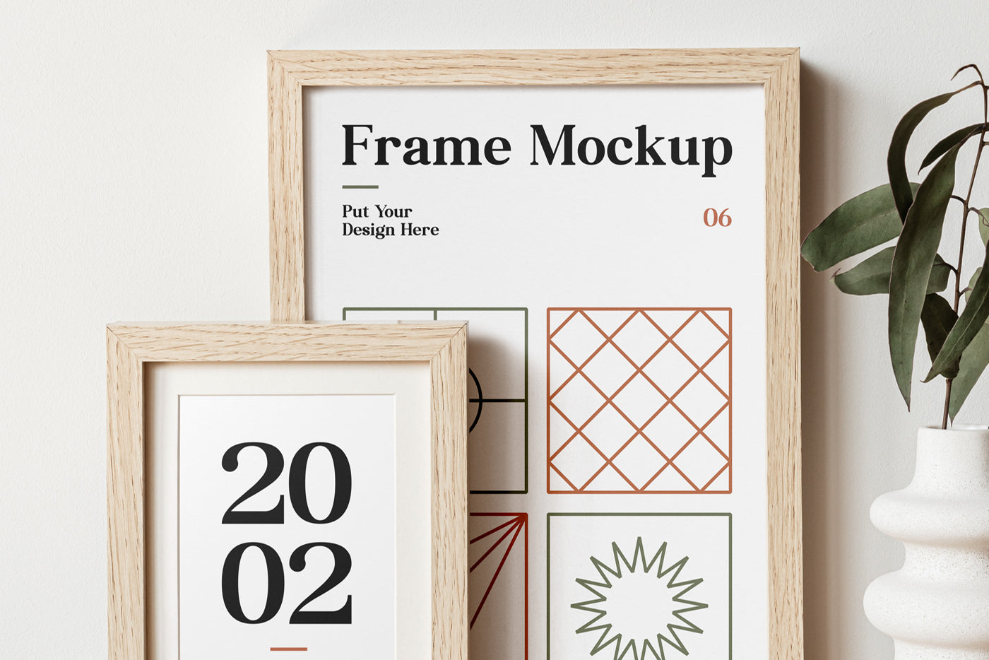 Wood Frames On Table Mockup