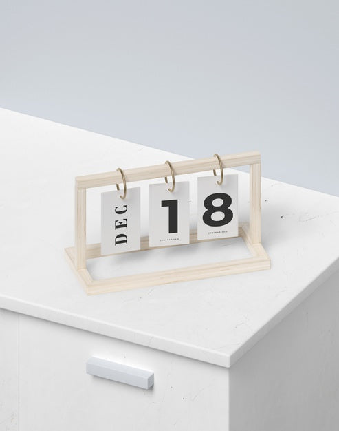 Wood Support With Felxible Numbers Tag Psd