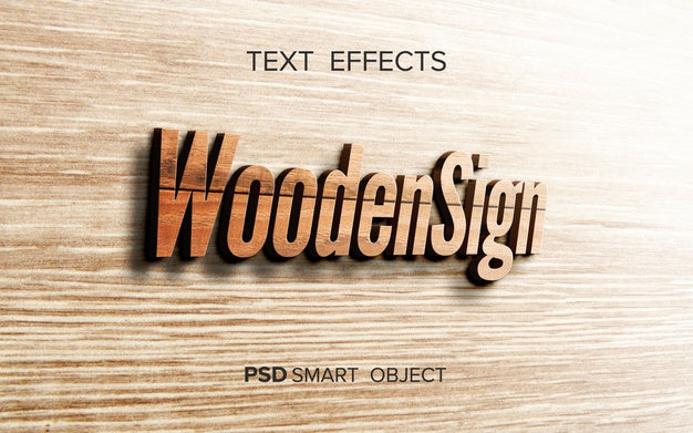 Wood Text Effect Mock-Up Psd