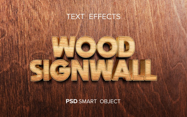 Wood Text Effect Mock-Up Psd