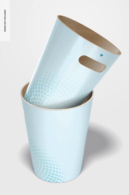 Wood Trash Cans Mockup Psd