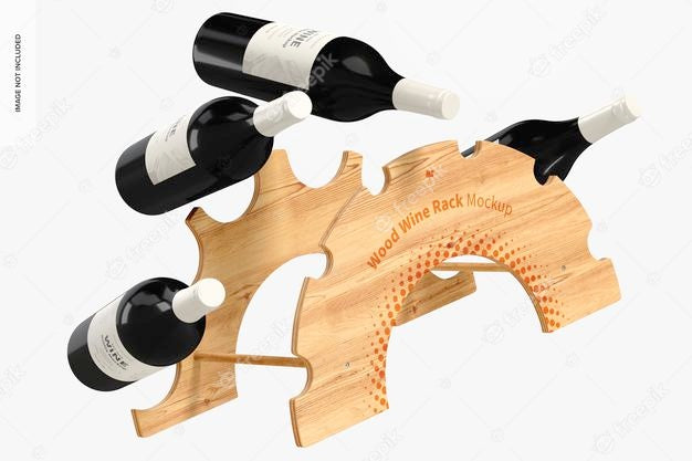 Wood Wine Rack Mockup, Floating Psd