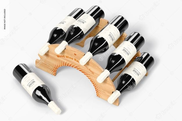 Wood Wine Rack Mockup, Top View Psd
