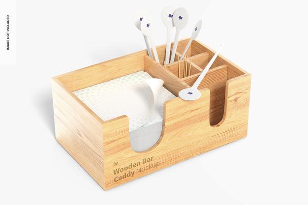 Wooden Bar Caddy Mockup Psd