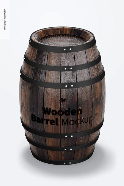 Wooden Barrel Mockup Psd