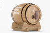 Wooden Barrel On Stand Mockup, Left View Psd