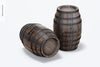 Wooden Barrels Mockup, Front View Psd