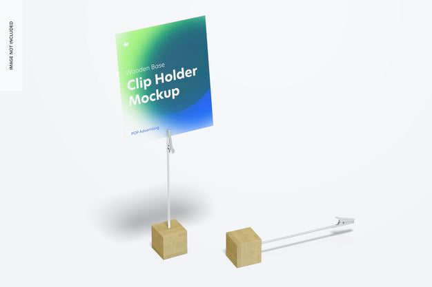 Wooden Base Photo Clip Holders Mockup Psd