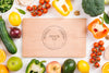 Wooden Board And Veggies Vegan Food Mock-Up Psd