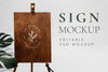 Wooden Board Easel Sign Mockup With Stand Psd