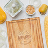 Wooden Board Healthy Food Mock-Up Psd