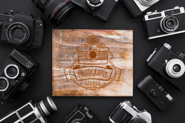 Wooden Board Mockup With Photography Concept Psd