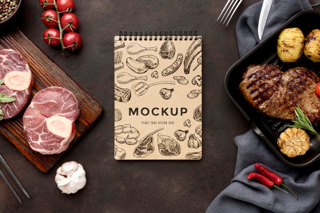 Wooden Board With Grilled Meat Mock-Up Psd