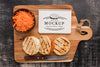 Wooden Board With Knife And Organic Sandwiches Mock-Up Psd