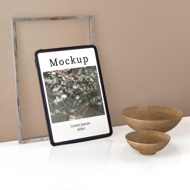 Wooden Bowls House Decoration With Frame Psd