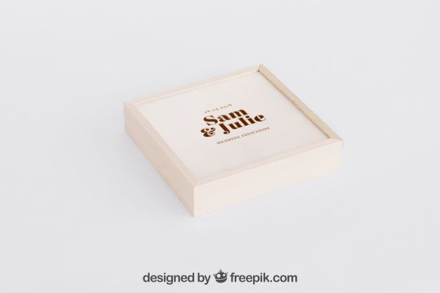 Wooden Box Mockup For Wedding Psd