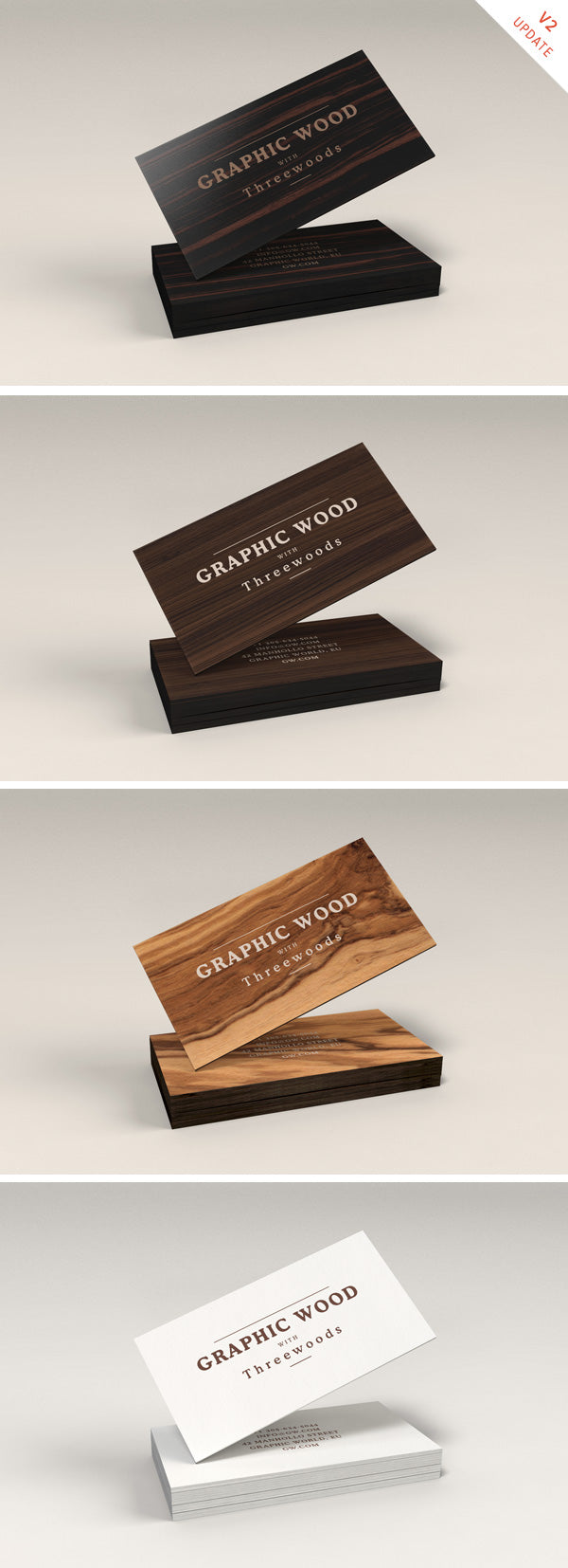 Wooden Business Cards Mockup