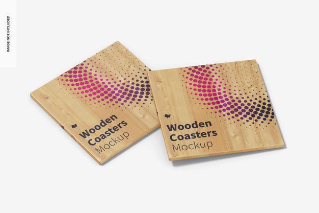 Wooden Coasters Mockup Psd