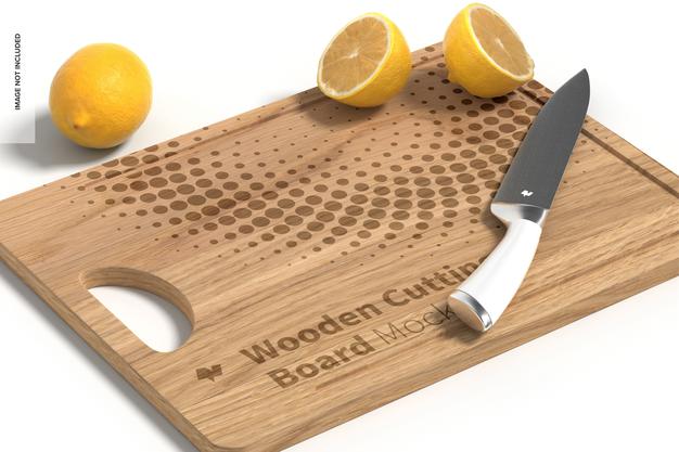 Wooden Cutting Board Mockup, Perspective Psd