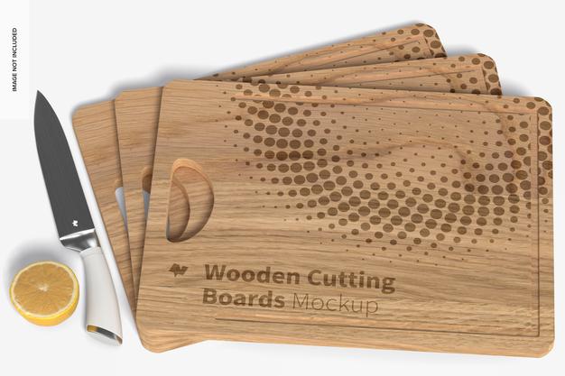 Wooden Cutting Boards Mockup Set Psd