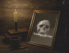 Wooden Decor And Halloween Mock-Up Frame With Skull Psd