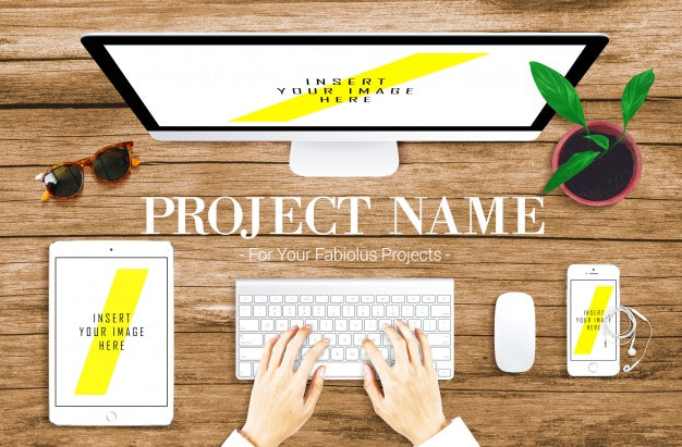 Wooden Desktop Mock U Psd