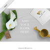 Wooden Desktop With Cute Elements Decoration For Your Work Psd