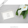 Wooden Desktop With Flowers And Paper Mockup For Showing Your Work Psd