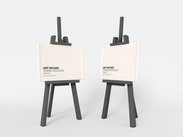 Wooden Easels Art Canvas Mockup Psd