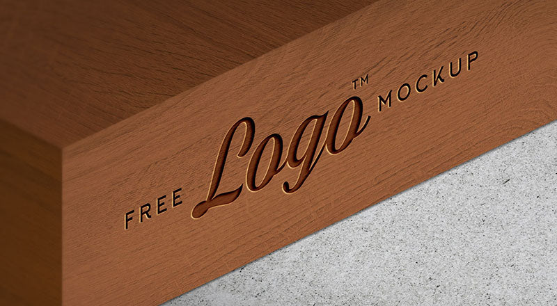 Wooden Engraved Logo Mockup Psd