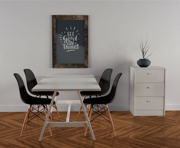 Wooden Frame Mock-Up Hanging On The Wall Psd