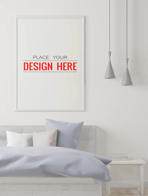 Wooden Frame Mockup Interior In A Bed Room Psd