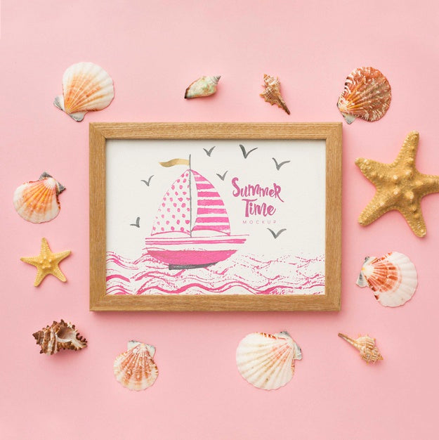 Wooden Frame On Pink Background Psd