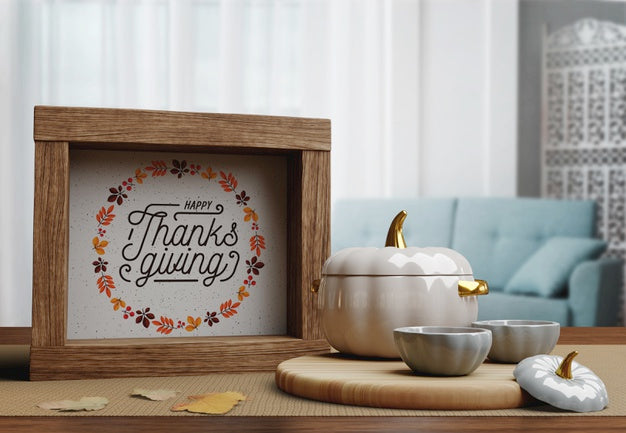 Wooden Frame With Happy Thanksgiving Day Message Psd