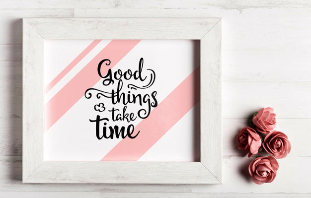Wooden Frame With Motivational Quote Psd