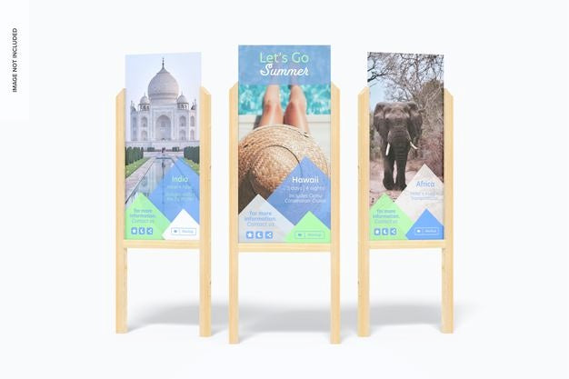 Wooden Information Panels Set Mockup Psd